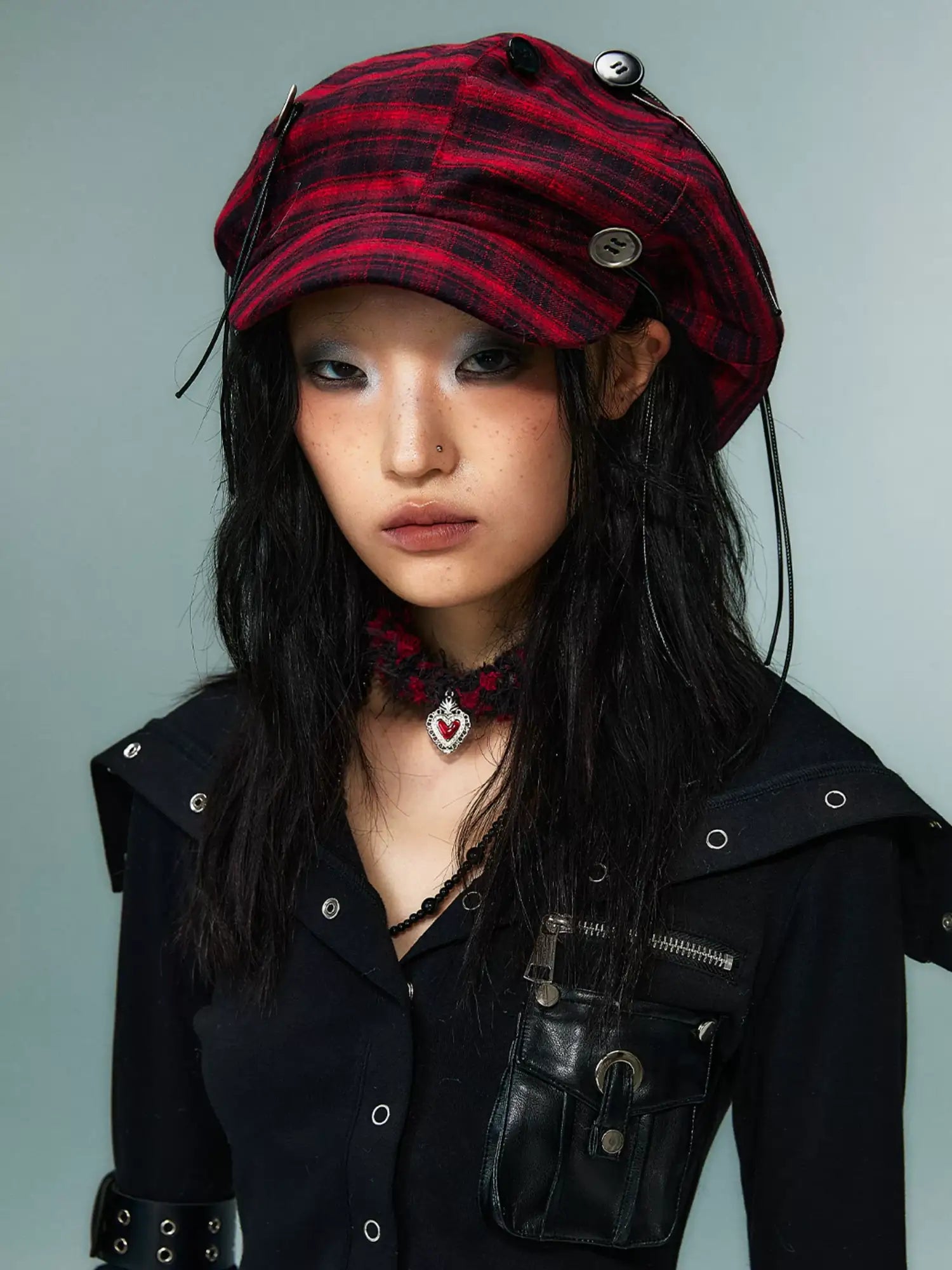 Frustration Garden Punk Rock Handmade Checkered Baker Boy Cap