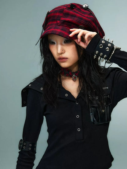 Frustration Garden Punk Rock Handmade Checkered Baker Boy Cap