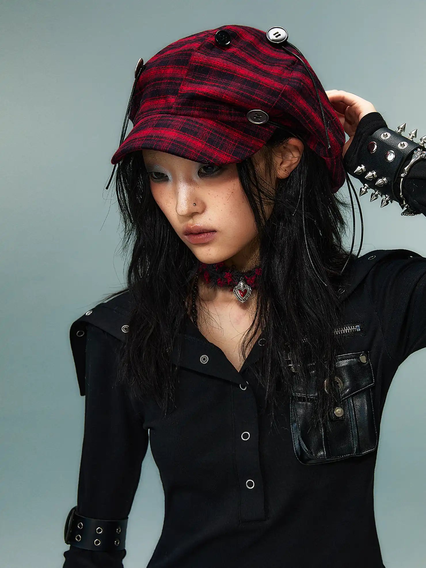 Frustration Garden Punk Rock Handmade Checkered Baker Boy Cap