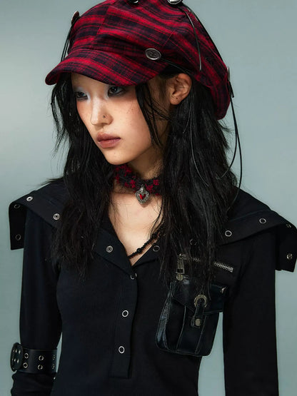 Frustration Garden Punk Rock Handmade Checkered Baker Boy Cap