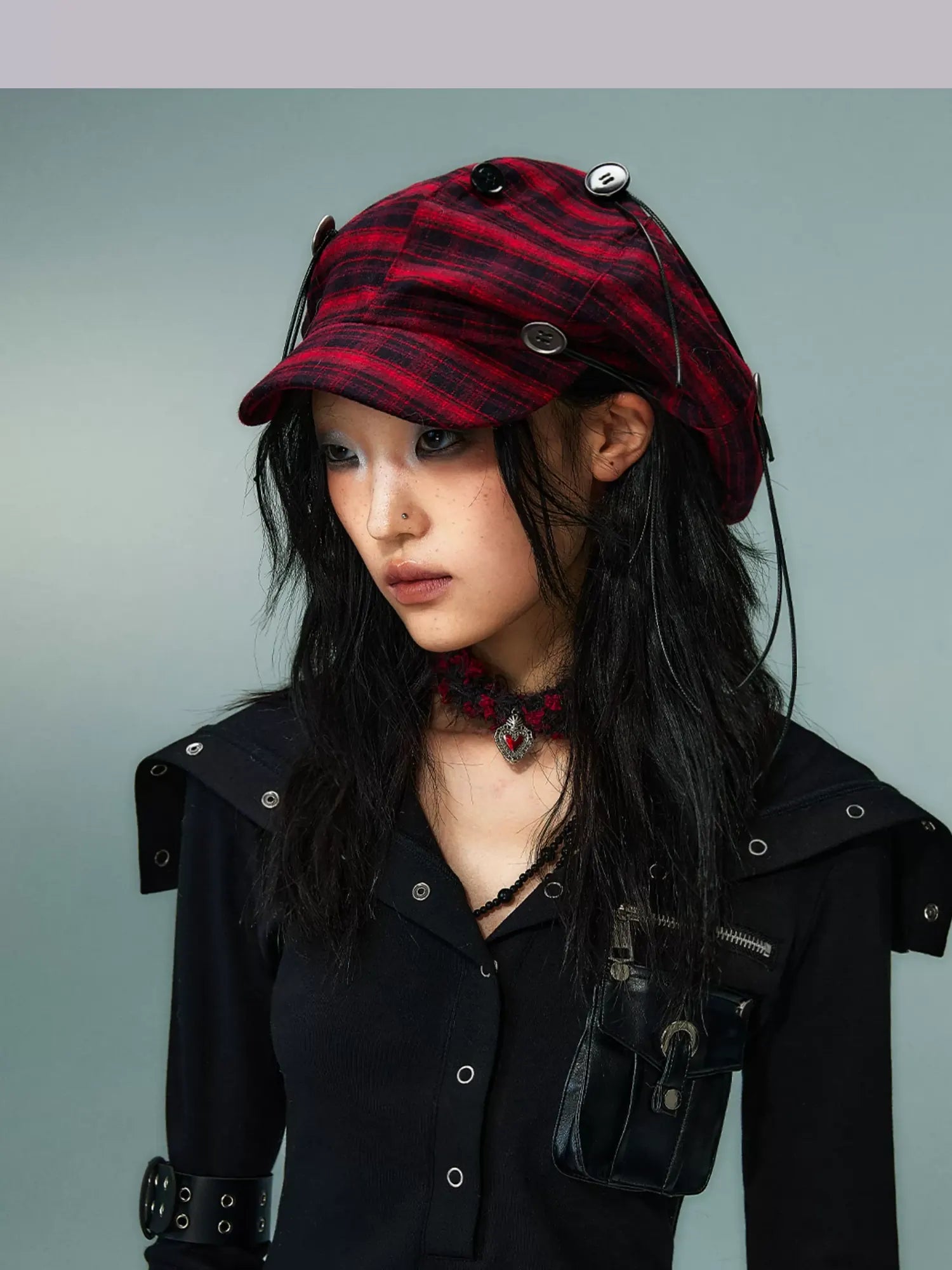 Frustration Garden Punk Rock Handmade Checkered Baker Boy Cap