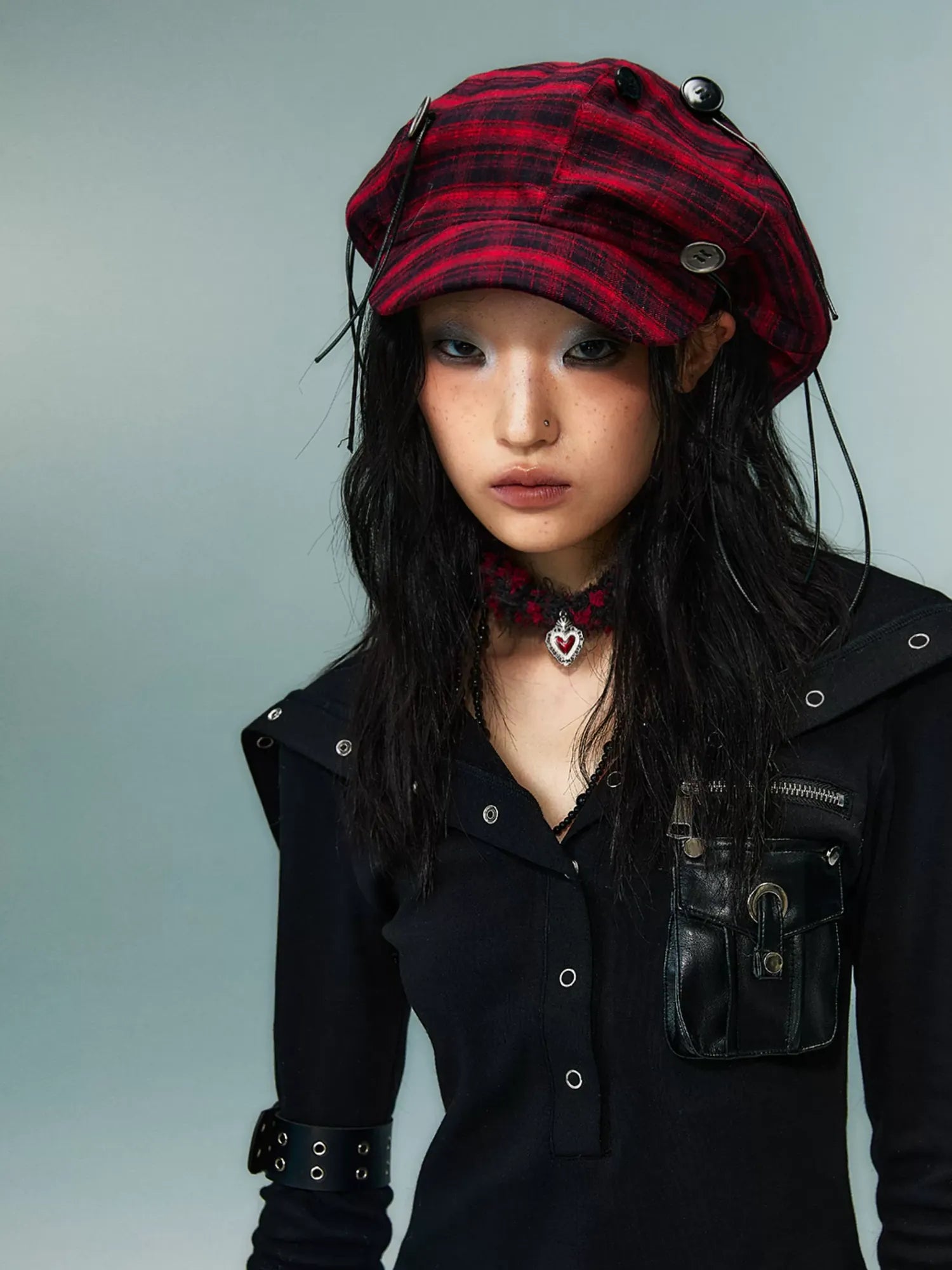 Frustration Garden Punk Rock Handmade Checkered Baker Boy Cap