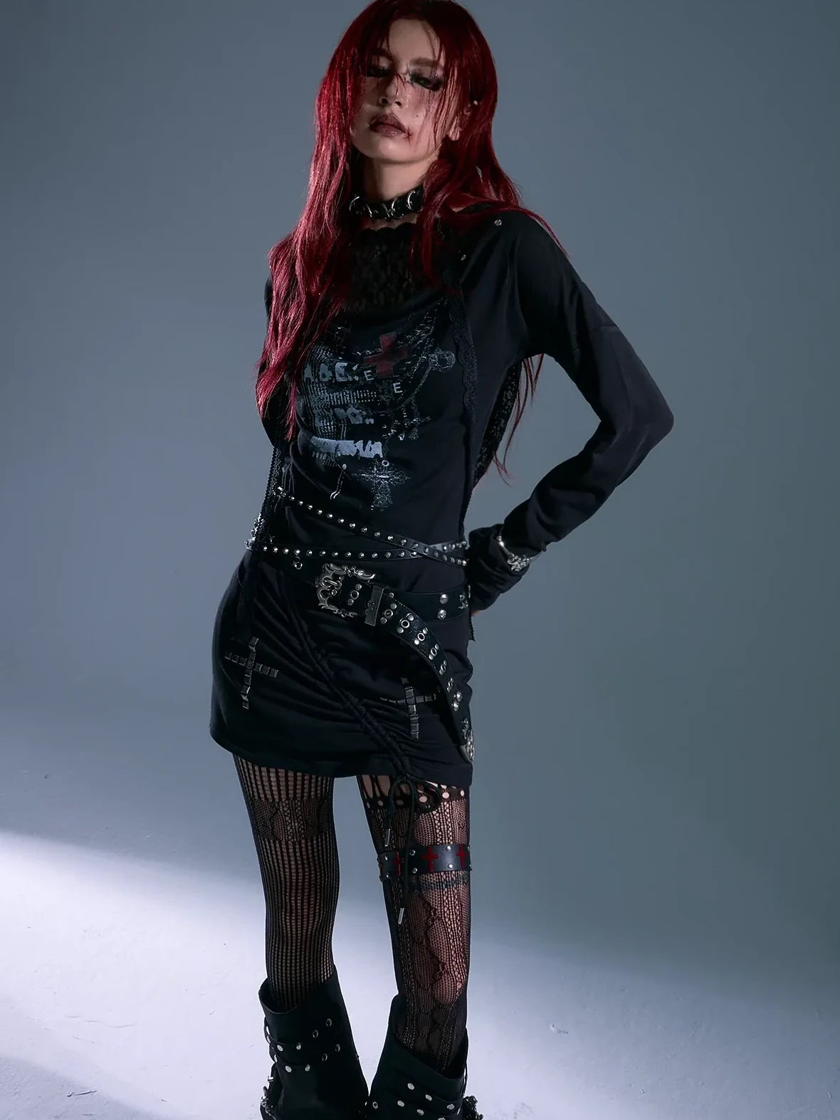 Frustration Garden Punk Rock Lace Hooded Maxi Dress