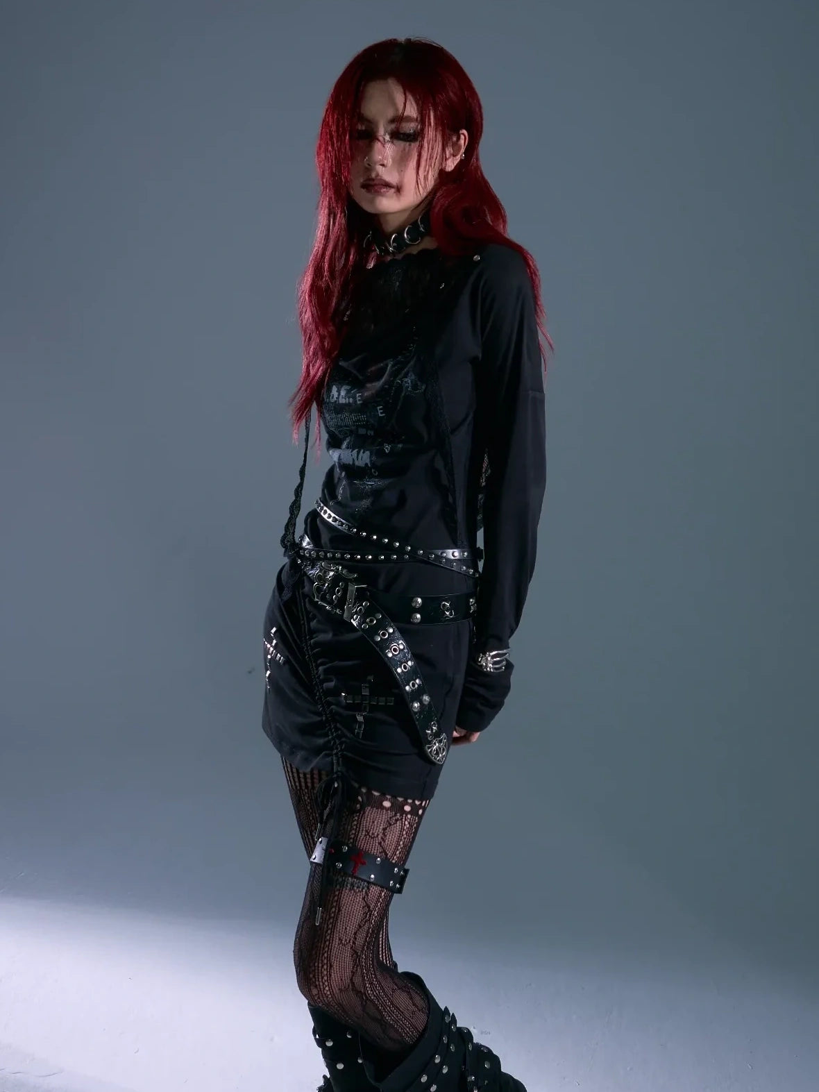 Frustration Garden Punk Rock Lace Hooded Maxi Dress