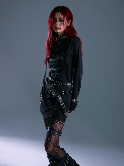 Frustration Garden Punk Rock Lace Hooded Maxi Dress