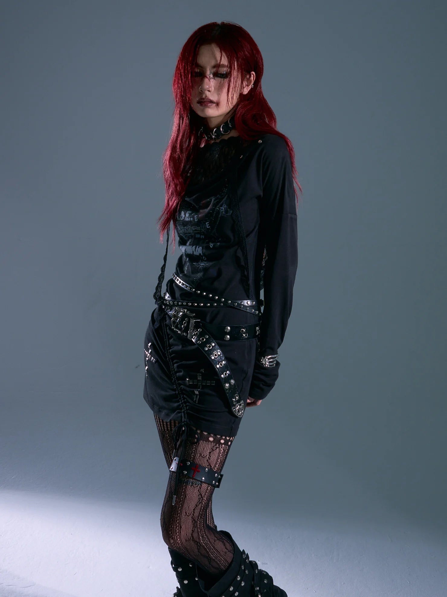 Frustration Garden Punk Rock Lace Hooded Maxi Dress