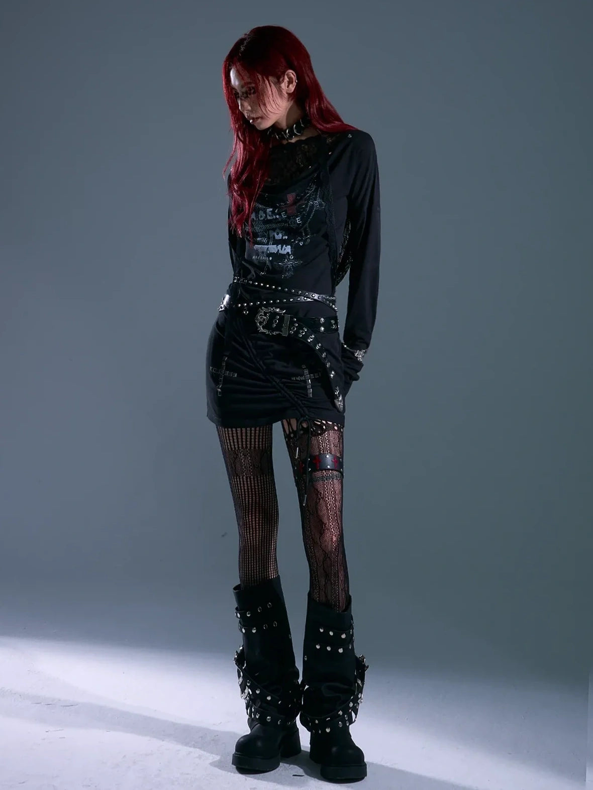 Frustration Garden Punk Rock Lace Hooded Maxi Dress