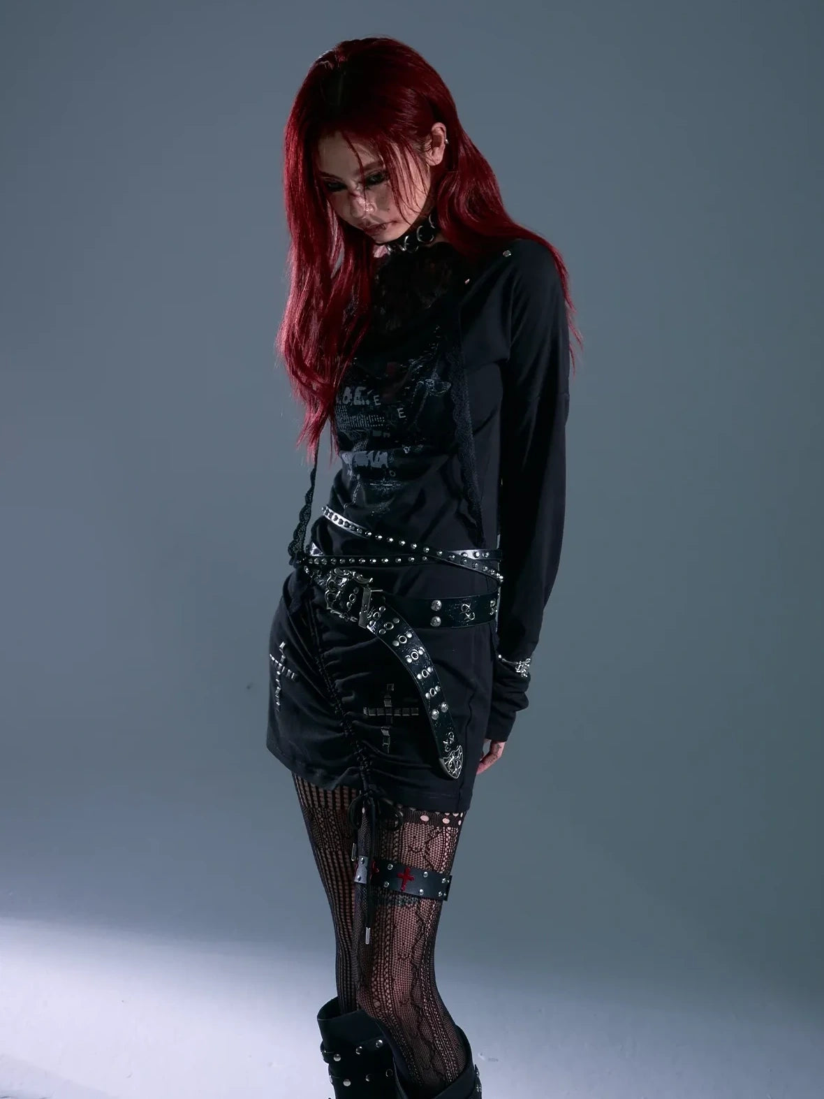 Frustration Garden Punk Rock Lace Hooded Maxi Dress