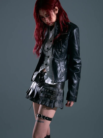 Frustration Garden Punk Rock Slim Fit Biker Jacket