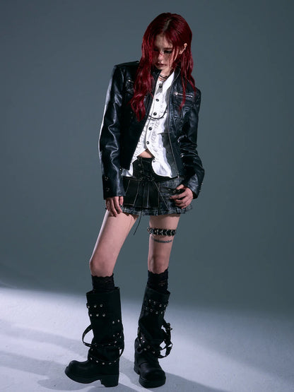 Frustration Garden Punk Rock Slim Fit Biker Jacket