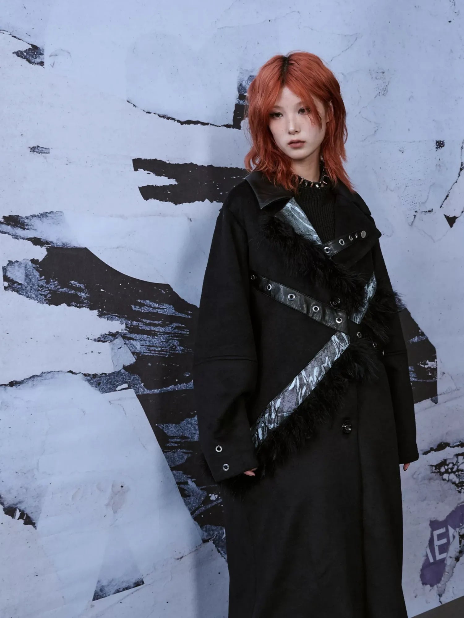 Frustration Garden Punk Rock Wool Coat Distressed Print