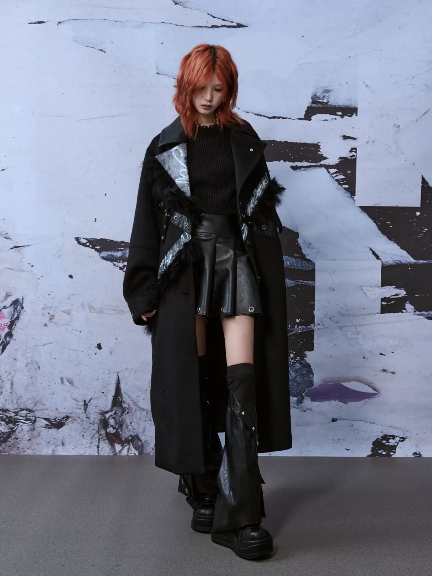 Frustration Garden Punk Rock Wool Coat Distressed Print