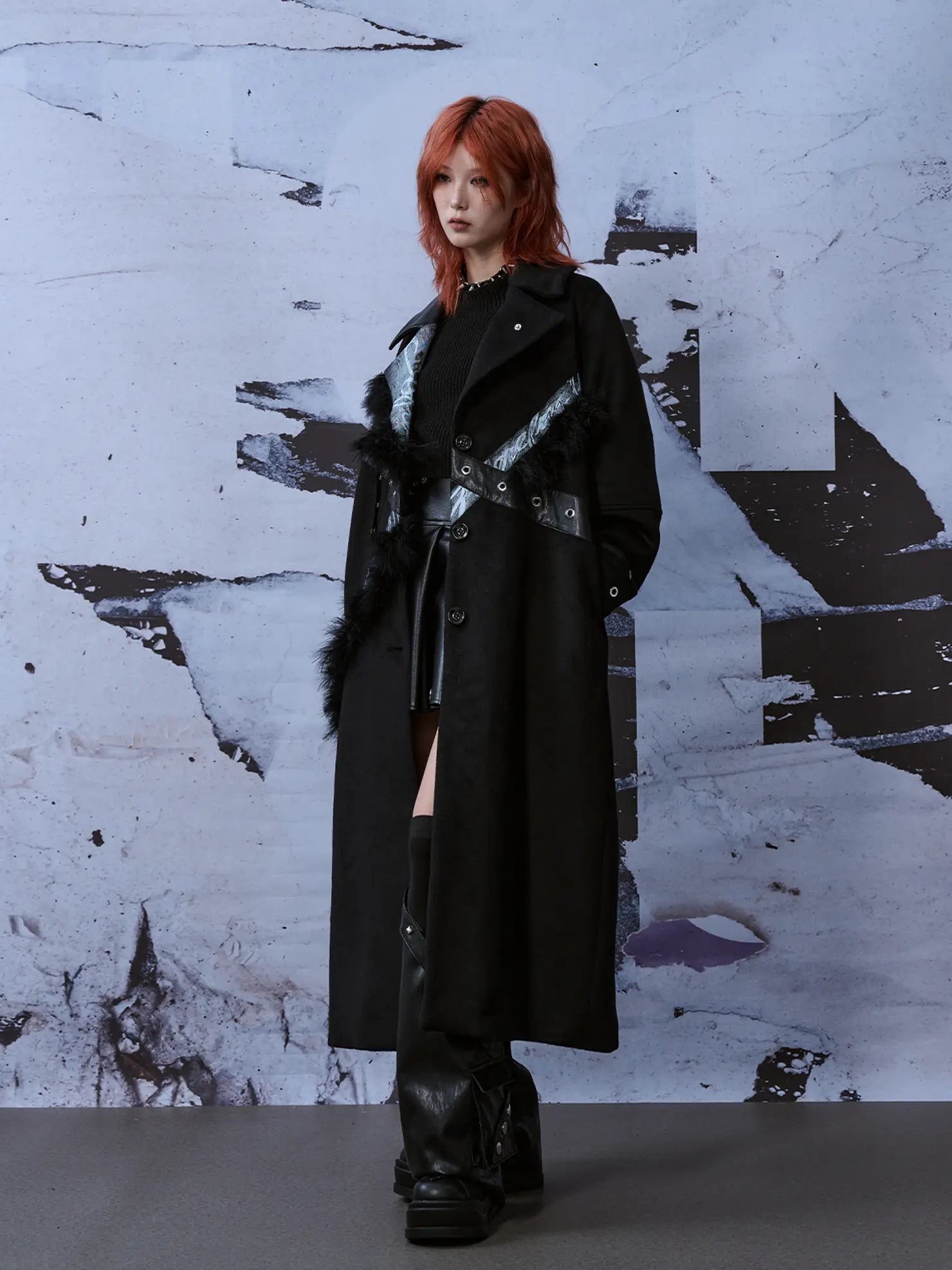 Frustration Garden Punk Rock Wool Coat Distressed Print