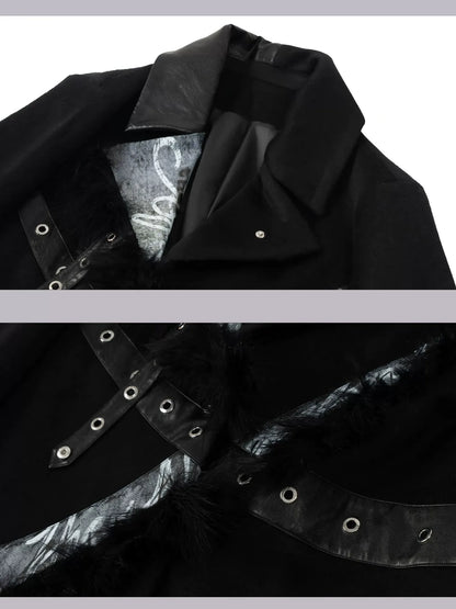 Frustration Garden Punk Rock Wool Coat Distressed Print