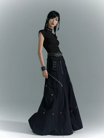 Frustration Garden Punk Soul Metal Trim A Line Maxi Skirt