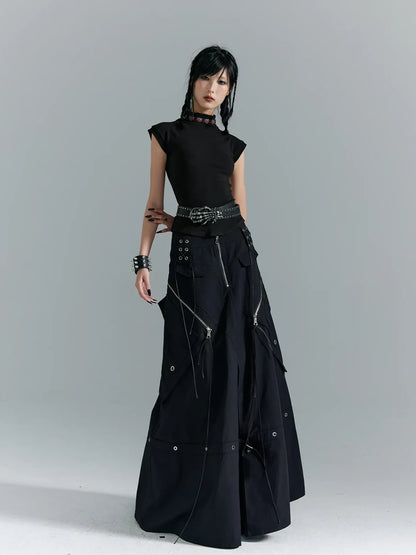 Frustration Garden Punk Soul Metal Trim A Line Maxi Skirt