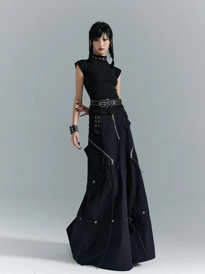 Frustration Garden Punk Soul Metal Trim A Line Maxi Skirt