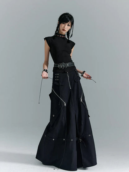 Frustration Garden Punk Soul Metal Trim A Line Maxi Skirt