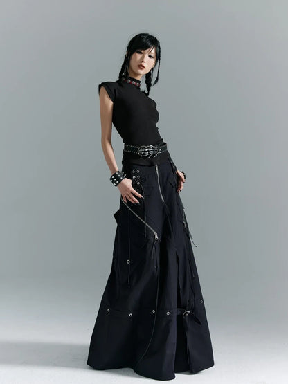 Frustration Garden Punk Soul Metal Trim A Line Maxi Skirt