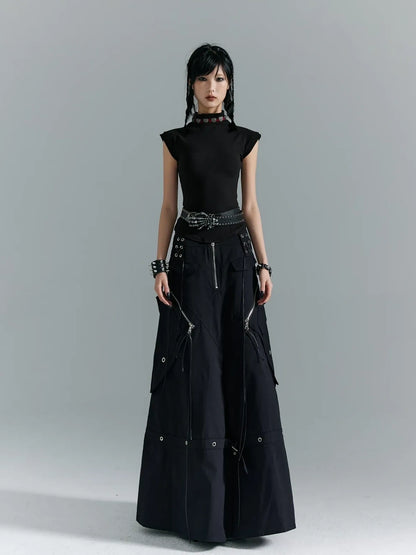 Frustration Garden Punk Soul Metal Trim A Line Maxi Skirt