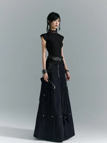 Frustration Garden Punk Soul Metal Trim A Line Maxi Skirt