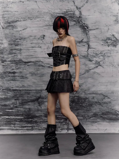 Frustration Garden Punk Stacked Leg Sleeves V-neck T-shirt Long Sleeve