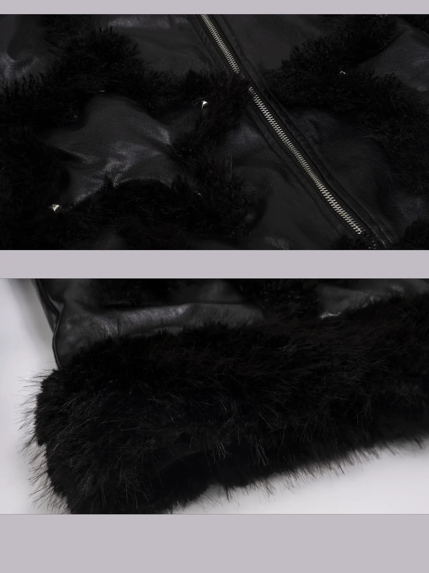 Frustration Garden Punk Star Fur Patchwork Padded Coat