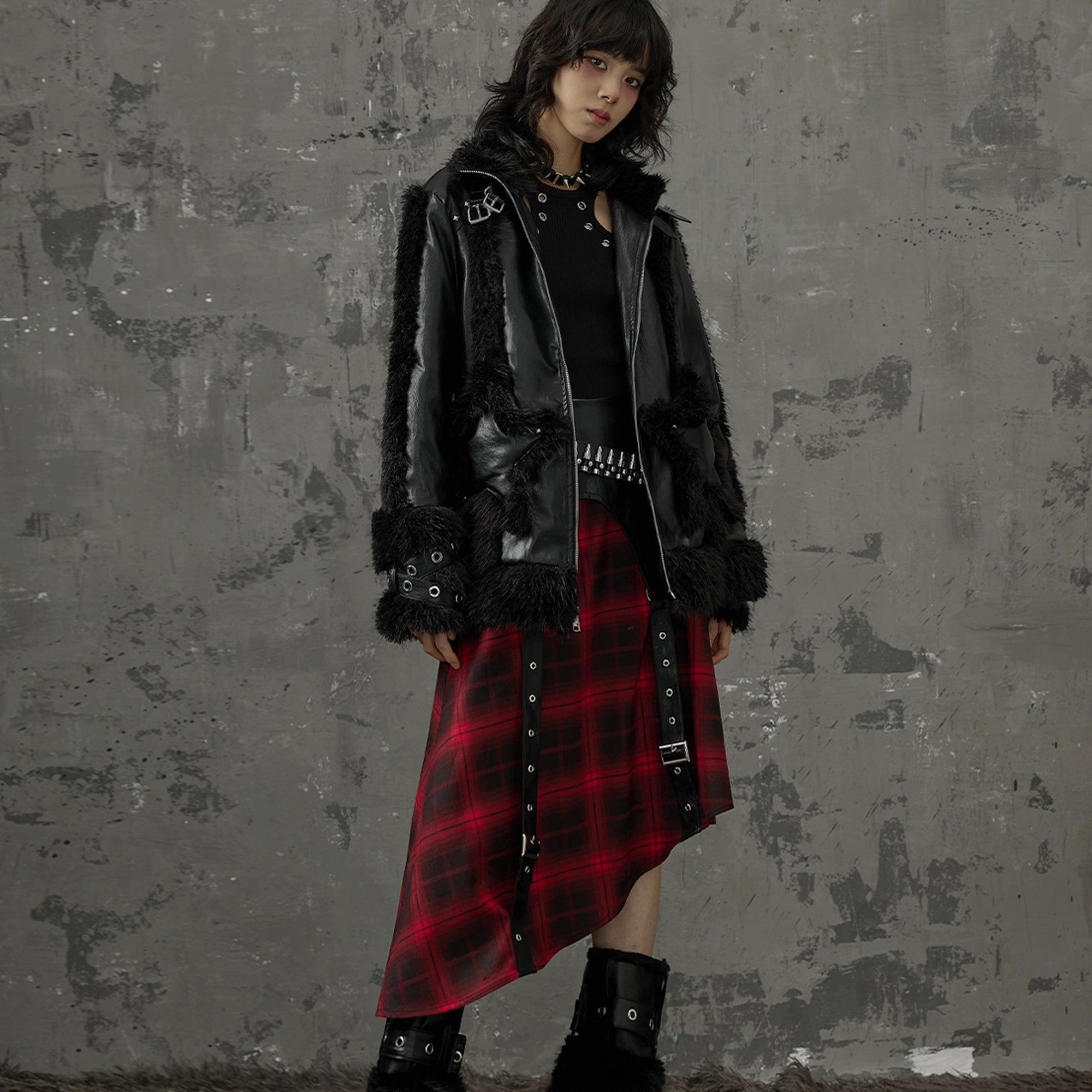 Frustration_Garden_Punk_Star_Fur_Patchwork_Padded_Coat_MISSTT