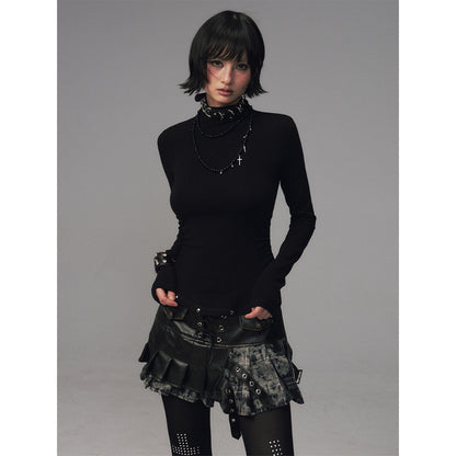 Frustration_Garden_Punk_Studded_Waist_Slim_Half_High_Neck_Women&