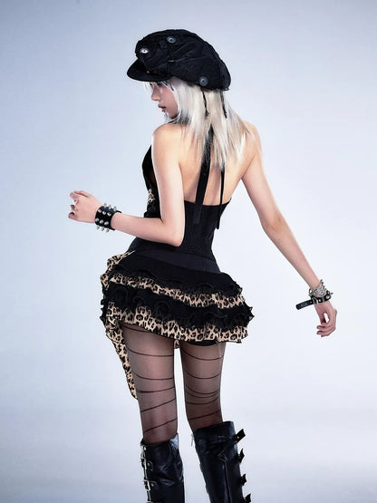 Frustration Garden Retro Leopard Print Halter Vest