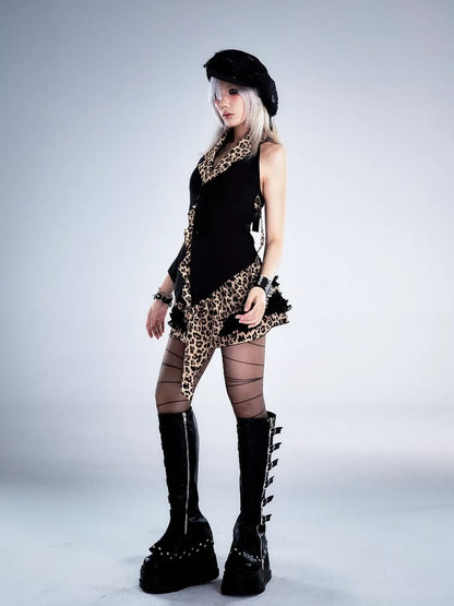 Frustration Garden Retro Leopard Print Halter Vest