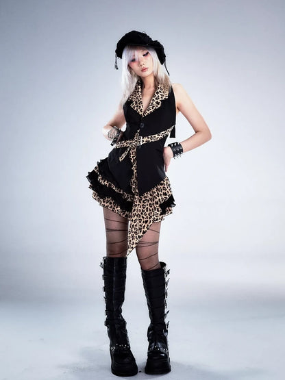 Frustration Garden Retro Leopard Print Halter Vest