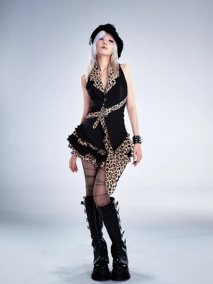 Frustration Garden Retro Leopard Print Halter Vest