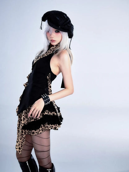 Frustration Garden Retro Leopard Print Halter Vest