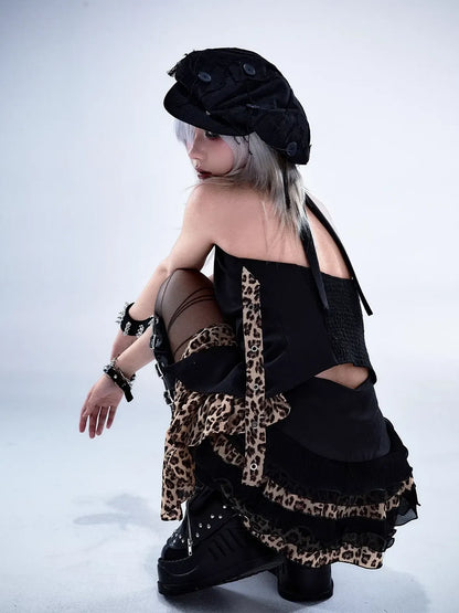 Frustration Garden Retro Leopard Print Halter Vest