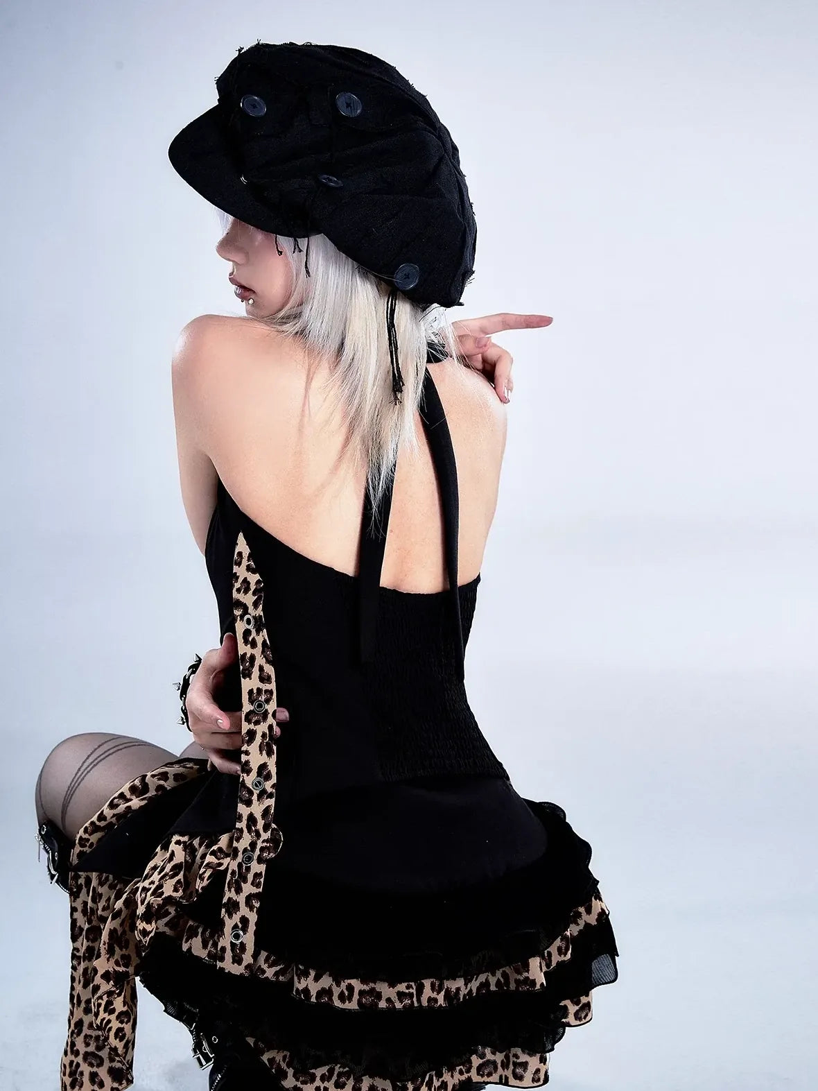 Frustration Garden Retro Leopard Print Halter Vest