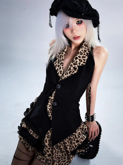 Frustration Garden Retro Leopard Print Halter Vest