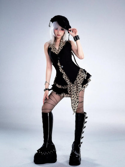 Frustration Garden Retro Leopard Print Halter Vest