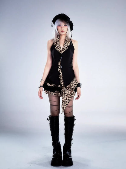 Frustration Garden Retro Leopard Print Halter Vest