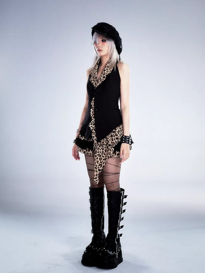 Frustration Garden Retro Leopard Print Halter Vest