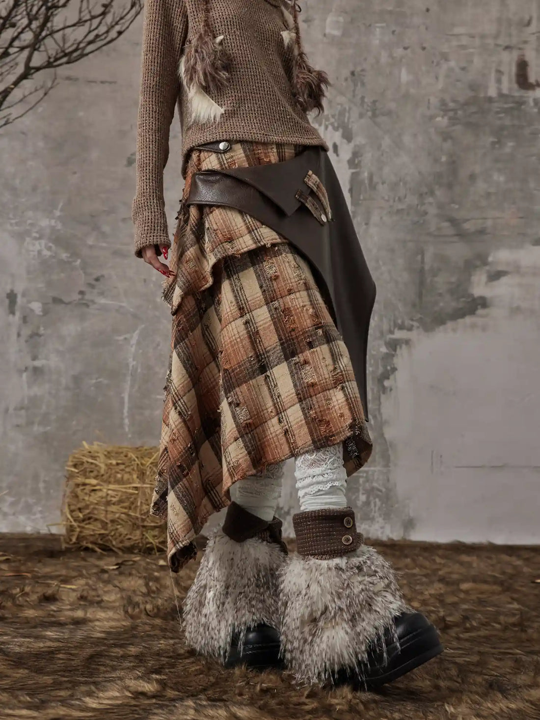 Frustration Garden Retro Y2K Knit Button Up Mohair Leg Warmers