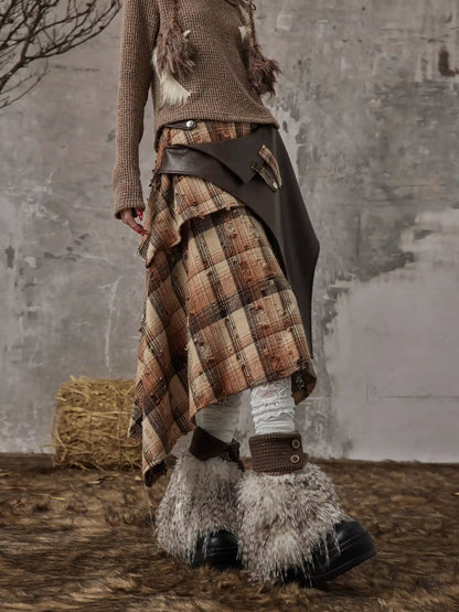 Frustration Garden Retro Y2K Knit Button Up Mohair Leg Warmers