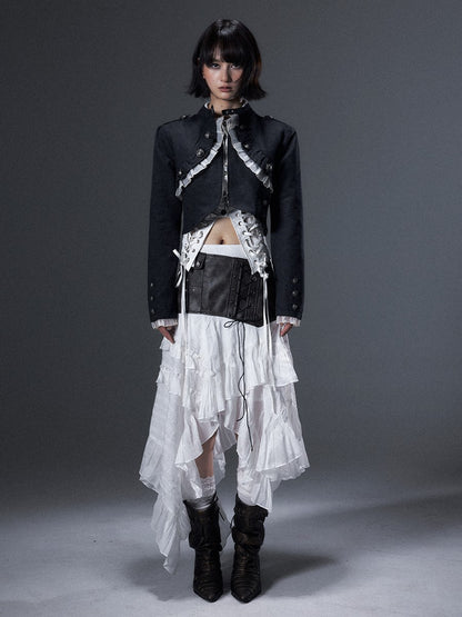 Frustration Garden Ruffled Asymmetrical Lace Up A Line Women&