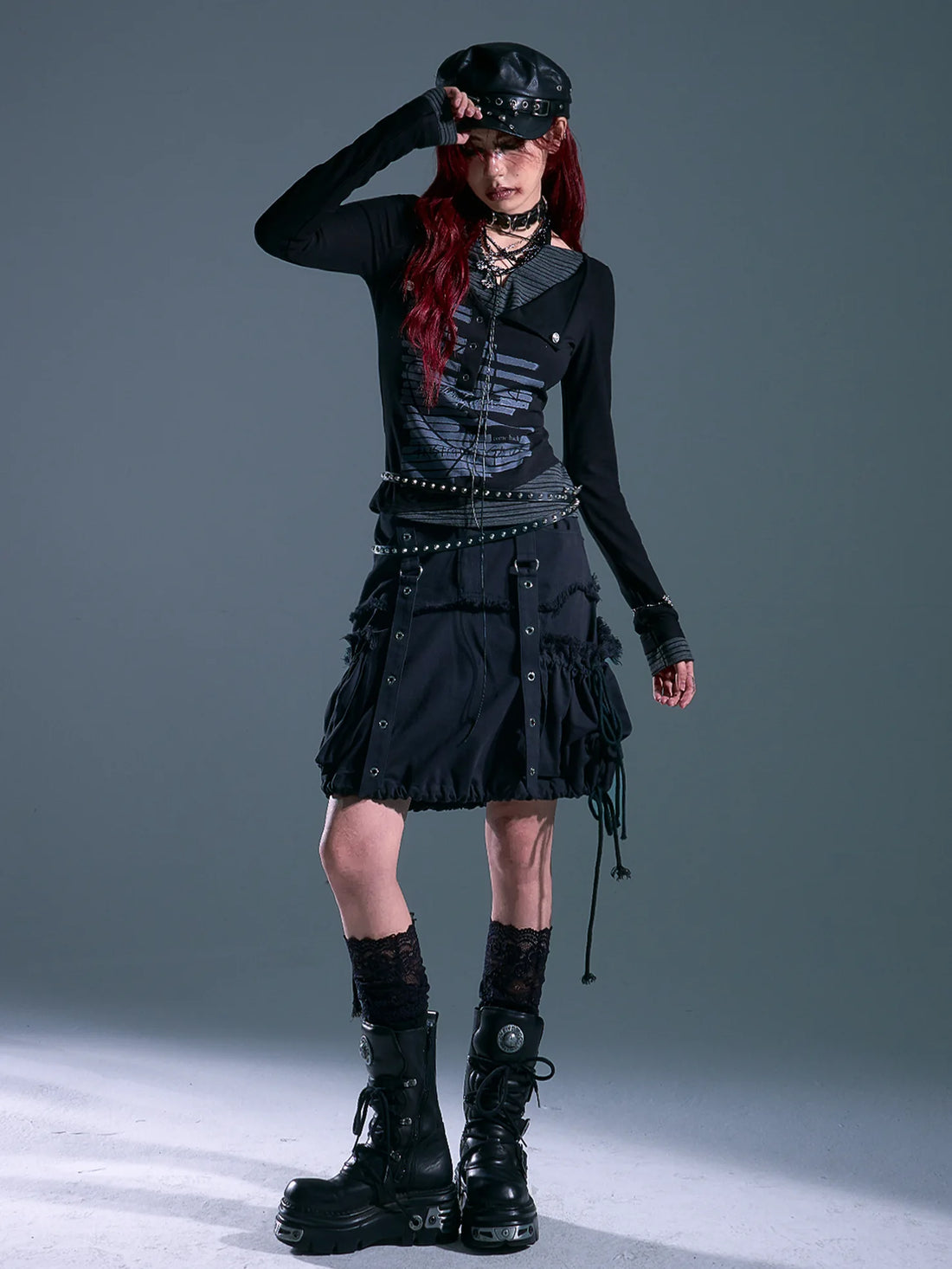 Frustration Garden Rust Rivet Linen A Line Midi Skirt