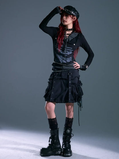 Frustration Garden Rust Rivet Linen A Line Midi Skirt