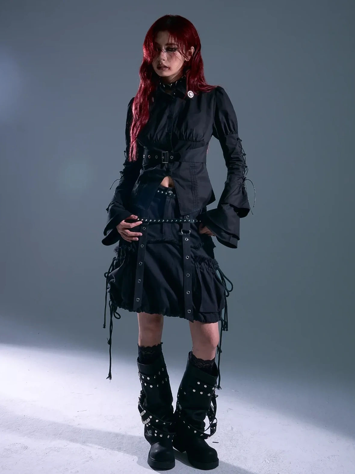 Frustration Garden Rust Rivet Linen A Line Midi Skirt