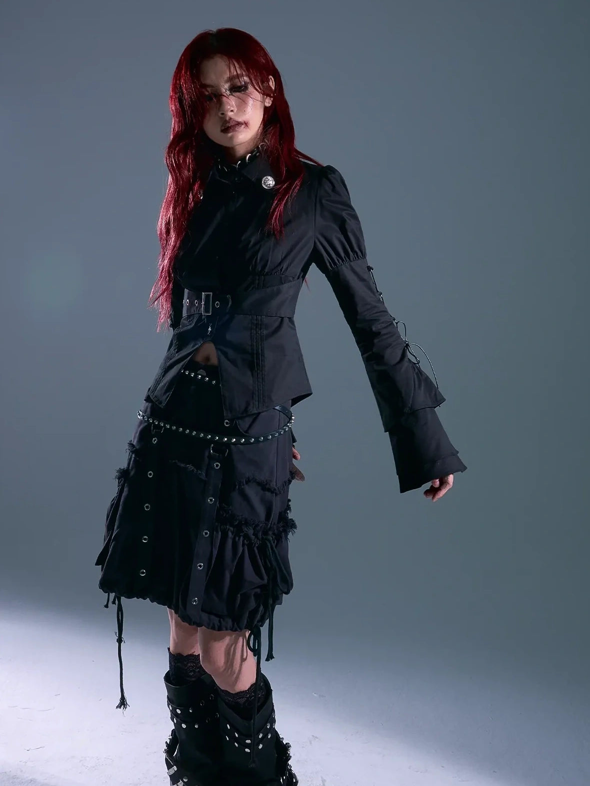 Frustration Garden Rust Rivet Linen A Line Midi Skirt