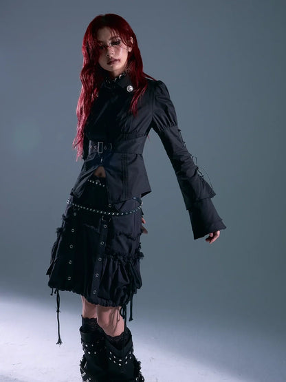 Frustration Garden Rust Rivet Linen A Line Midi Skirt