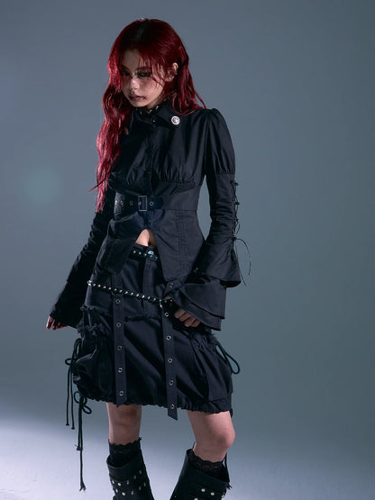 Frustration Garden Rust Rivet Linen A Line Midi Skirt