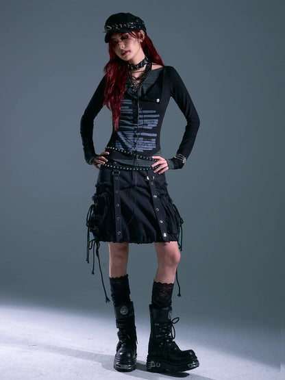 Frustration Garden Rust Rivet Linen A Line Midi Skirt